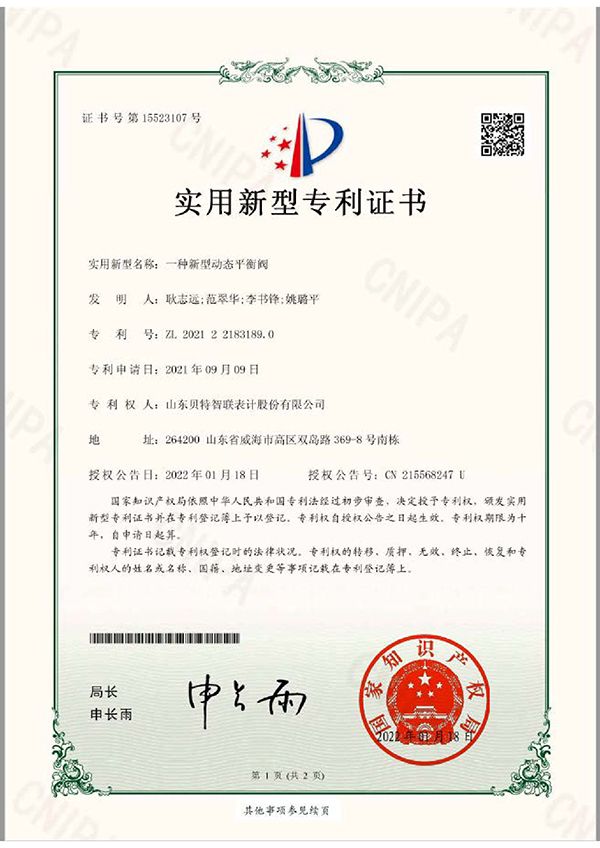 一种新型动态平衡阀